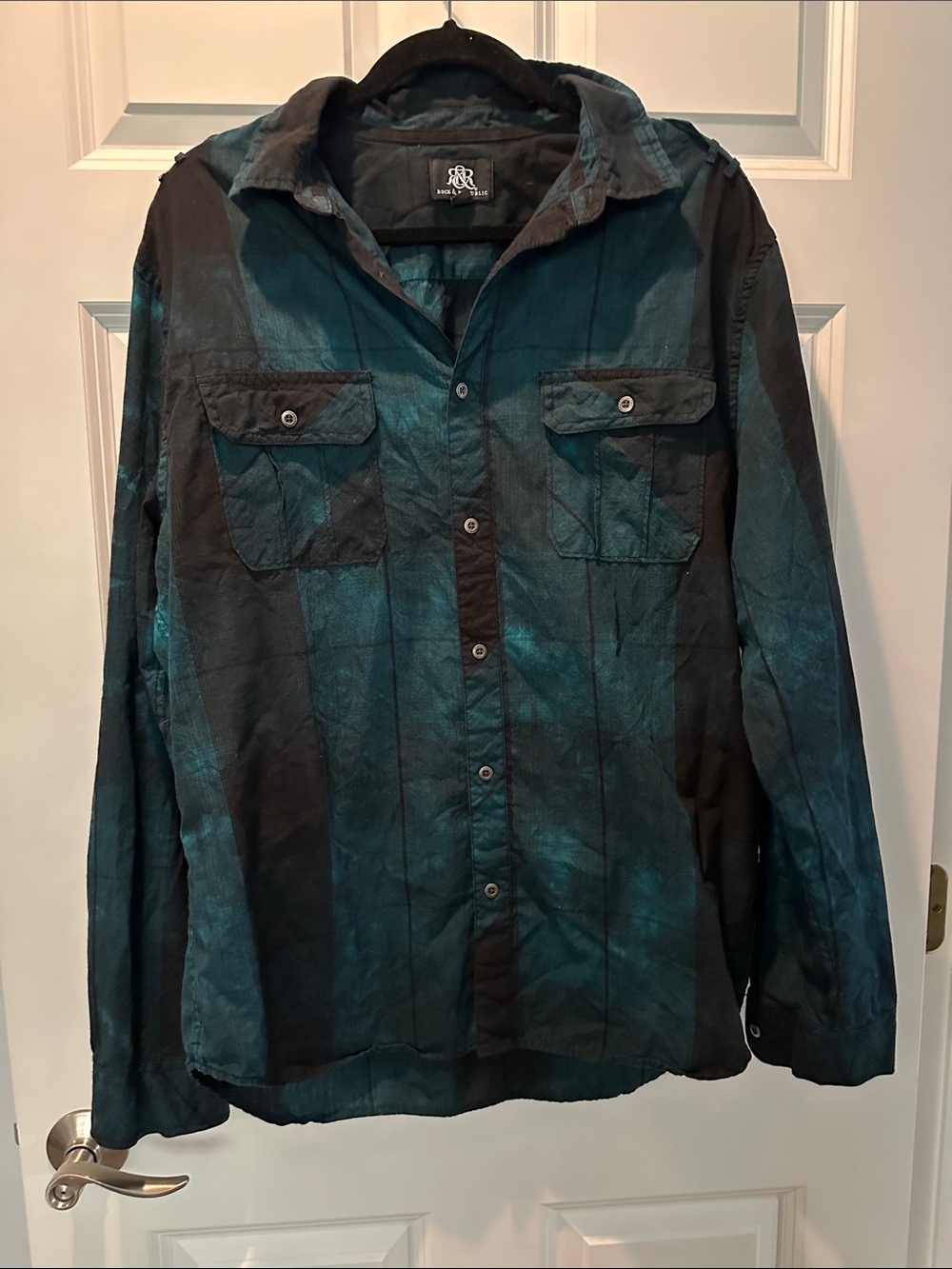 Rock & Republic Black Incredibly Cool Button Down Shirt. XL Gig Wear